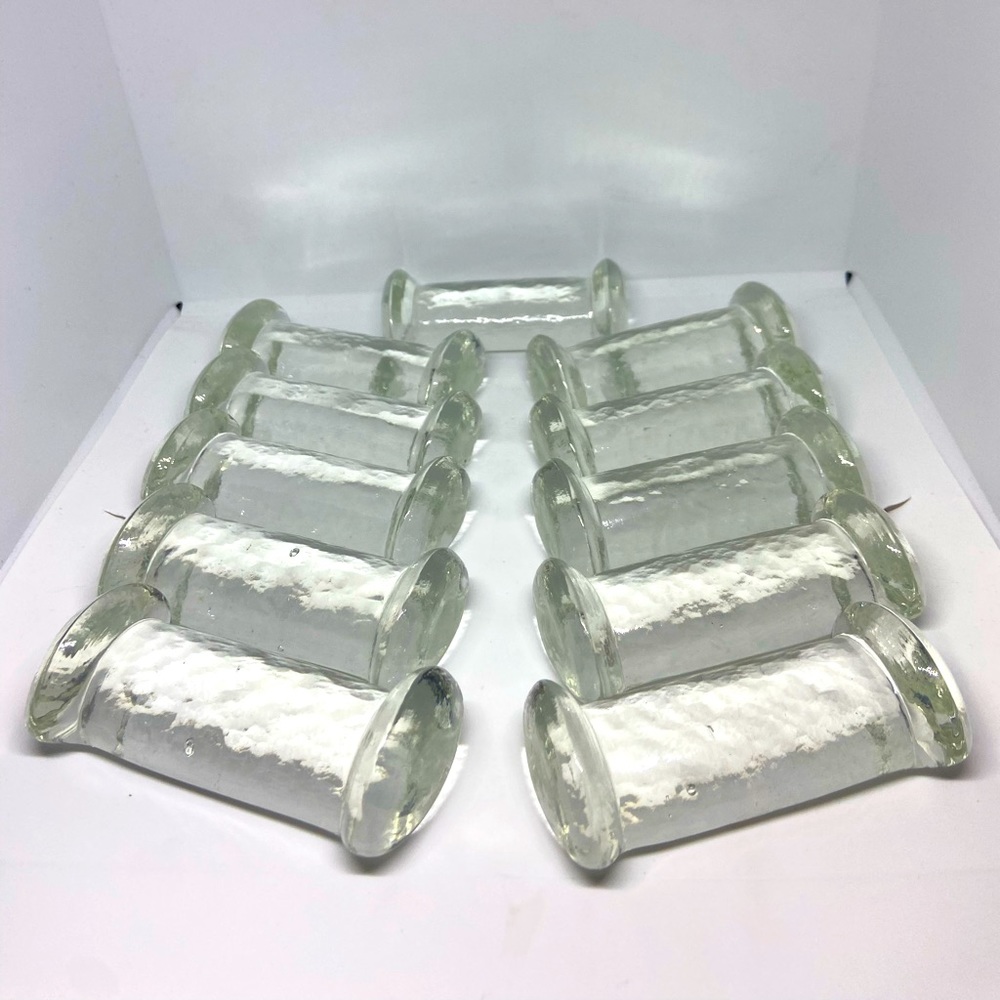 11 Vintage Art Glass Knife Rests Clear Pressed Set Table Setting MCM Mid Century